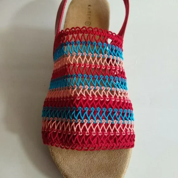 NEW KAREN SCOTT Fabric Woven Mesh Wedge Sandals - Picture 3 of 4